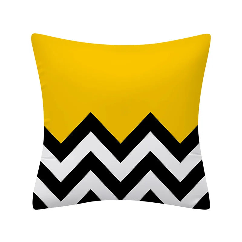 Geometry Cushion Cover 45x45 Polyester Pillowcase Decorative Sofa Cushions Pillowcover Home Decor Black Yellow Blue Pillow Cases