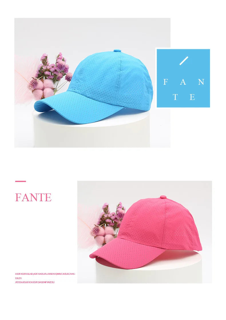 Wholesale Men Women Summer Baseball Cap Quick Drying Hats Unisex Breathable Sport Pure Color Snapback Hat Bone Baseball Hat