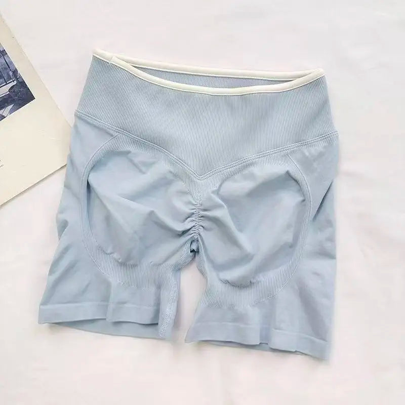 Sexy Seamless Color Blocked Yoga Shorts, Tight Fitting Peach Hip Lifting Sports, Women's Outdoor Running And Fitness Pants