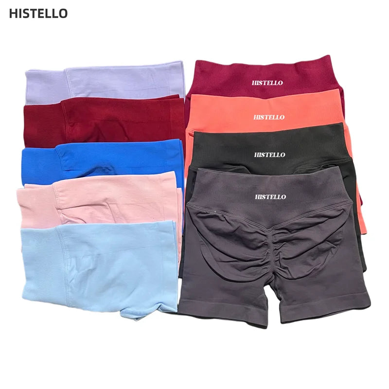 HISTELLO Sports Shorts Df Substitute High Waist Women Yoga Workout Short Seamless Leggings Stretch Fitness Running Gym Shorts