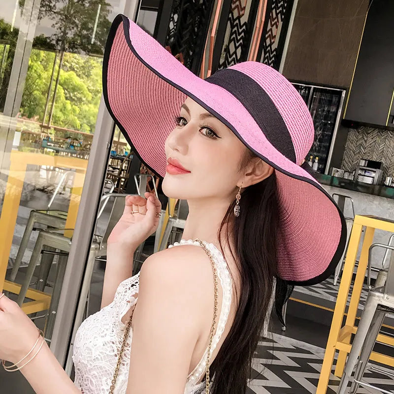 Women Hat Foldable Summer Straw Hat For Beach Travel Visors Female Face Protection UV Cut Bucket Cap Girl Sun Panama Wholesale