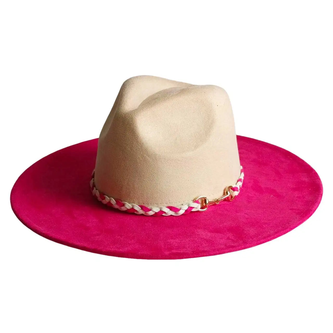 Vegan suede hat belt accessories heart-shaped wide-brimmed fedora hat for men and women felt jazz hat classic chapeau femme
