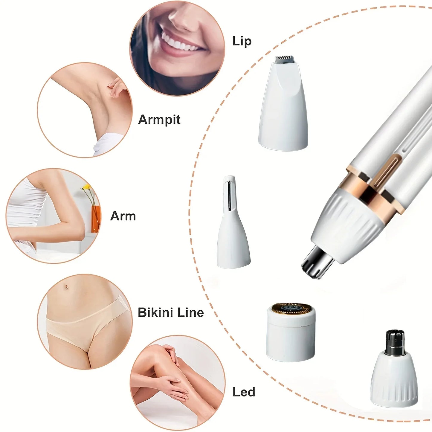 4 In 1 Electric Hair Remover Razor Full Body Shaving Facial Epilator Shaver Eyebrow Trimmer Nose Bikini Line Painless Epilator