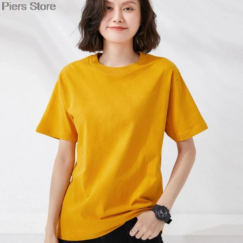 100%cotton  Multicolor Color Tee Women M-2XL Harajuku White Women's T-shirt  Female O-Neck Summer Top Basic Tshirt Dropshipping