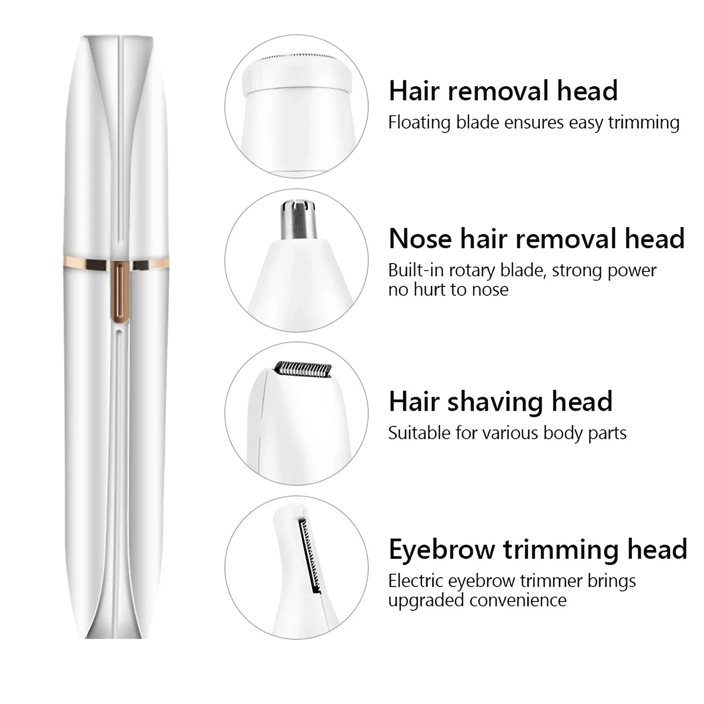 4 In 1 Electric Hair Remover Razor Full Body Shaving Facial Epilator Shaver Eyebrow Trimmer Nose Bikini Line Painless Epilator