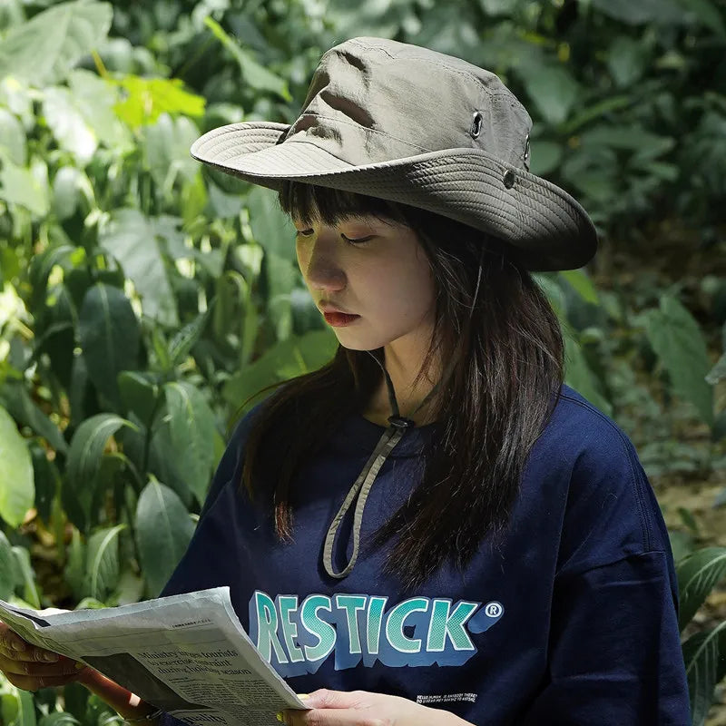 Women Beach Fishing Unisex Bonnet Cap Breathable Round-Rimmed Jungle Mens Portable Outdoor Sun Hat for Women UV Protection