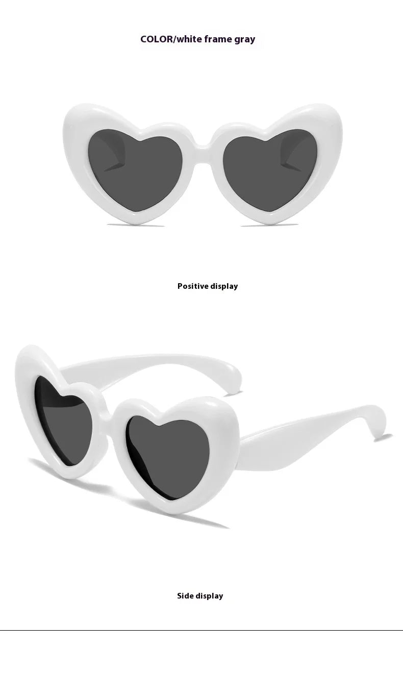 2024 New Children's Sunglasses And Funny Inflatable, Cute Heart Shaped Sunglasses, Female Instagram, Concave Shape