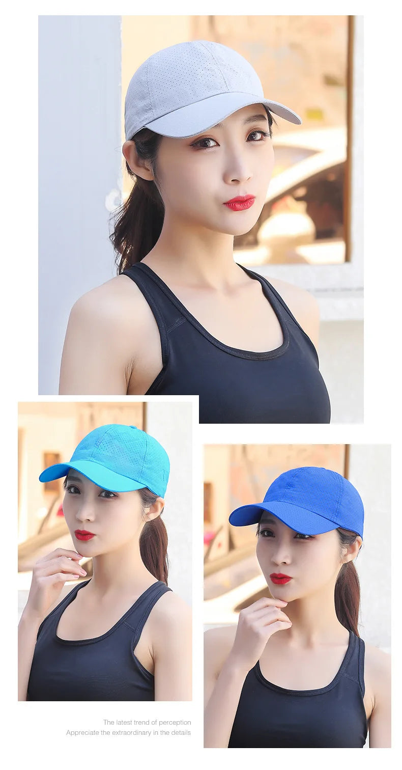 Wholesale Men Women Summer Baseball Cap Quick Drying Hats Unisex Breathable Sport Pure Color Snapback Hat Bone Baseball Hat