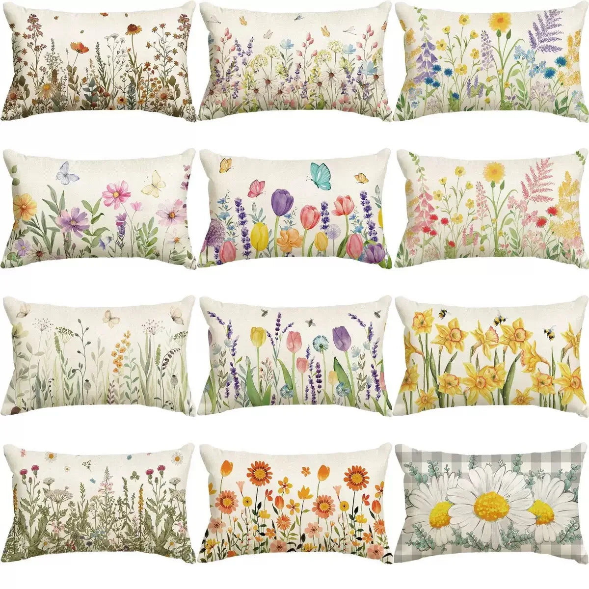 VIKAMA Floral Cushion Cover Double-Sided Printed Living Room Sofa Cushion Cover Bedroom Headboard Pillowcase Home Decor