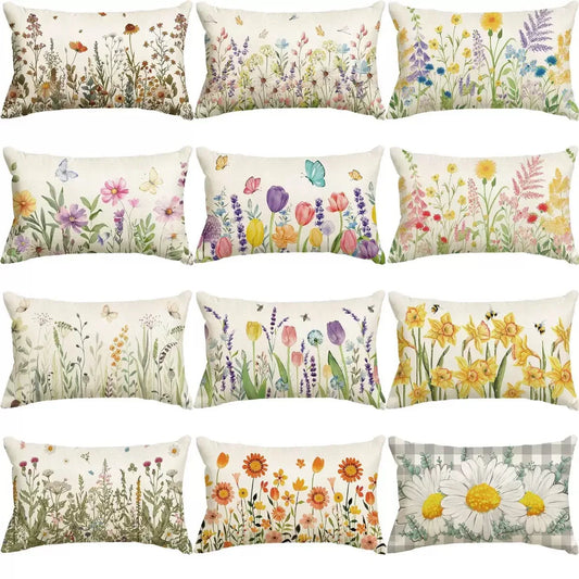 VIKAMA Floral Cushion Cover Double-Sided Printed Living Room Sofa Cushion Cover Bedroom Headboard Pillowcase Home Decor