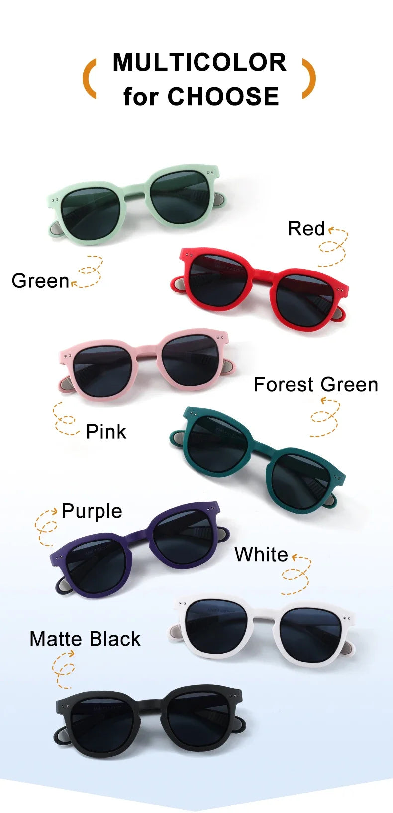 Polarized Kids Sunglasses Silicone Safety Boys Girls Sun Glasses Fashion Children Outdoors Goggle Shades Eyewear UV400 Age 3-12