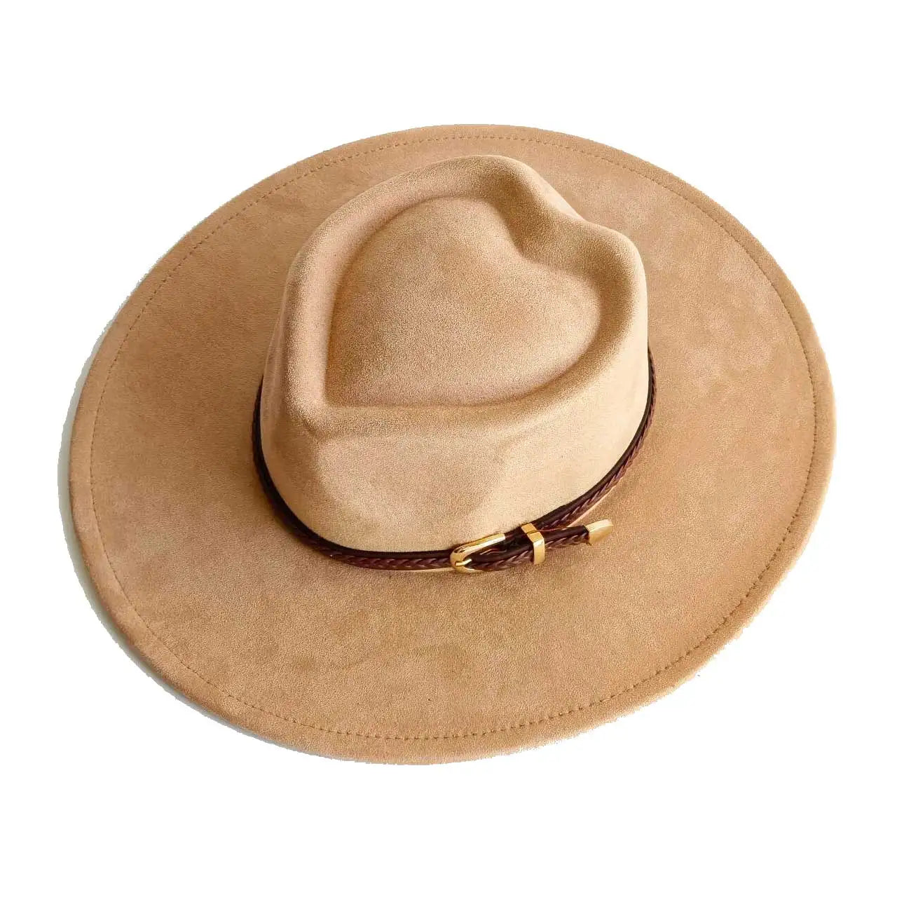 Vegan suede hat belt accessories heart-shaped wide-brimmed fedora hat for men and women felt jazz hat classic chapeau femme