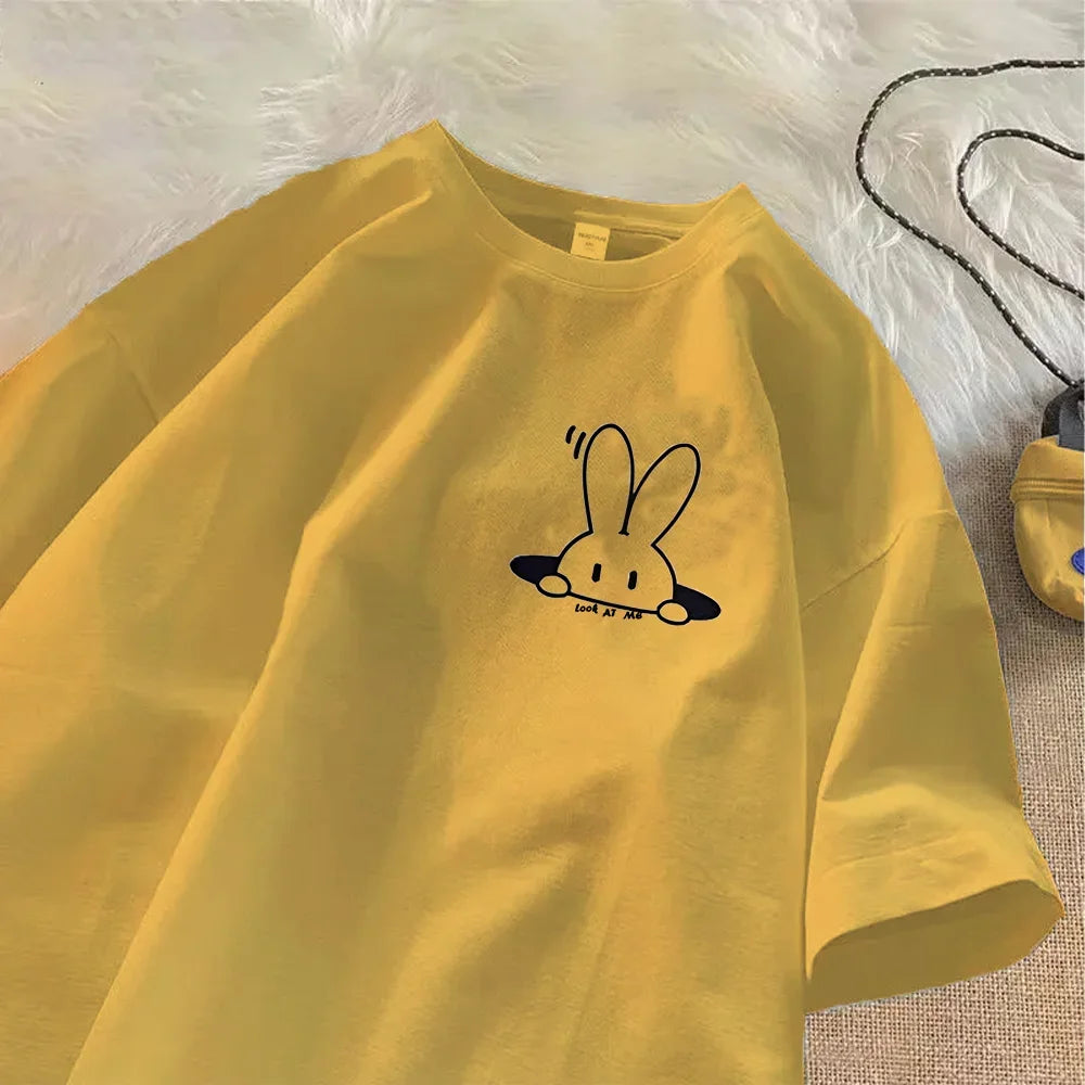 New Rabbit Printed Short Sleeved T-shirt for Women Fashion Summer Casual Women Outfit Y2K Top Tee Women Clothing