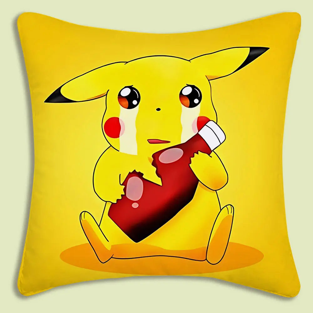 Anime P-Pokemon Pillow Covers Cartoon Sofa Decorative Home Double-sided Printing Short Plush Cute Cushion Cover