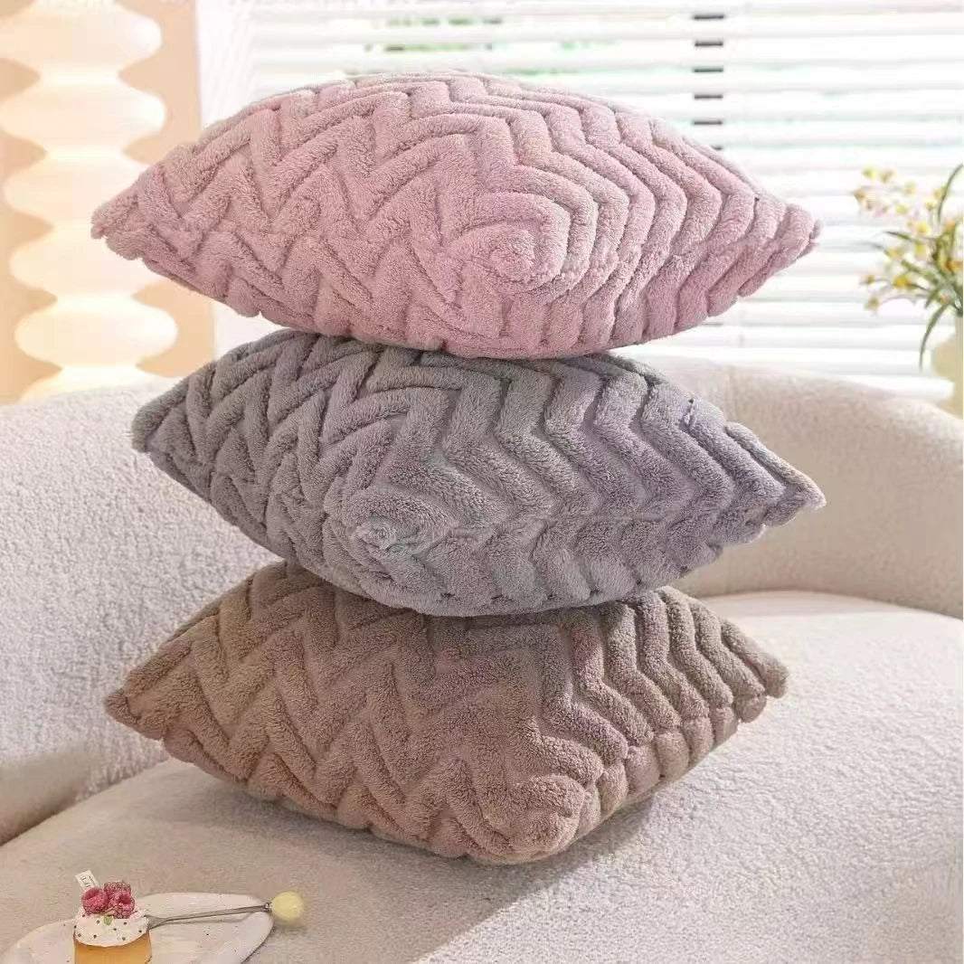2pcs artificial plush wave pattern Throw Pillow Covers, suitable for various occasions such as bedding and home decoration