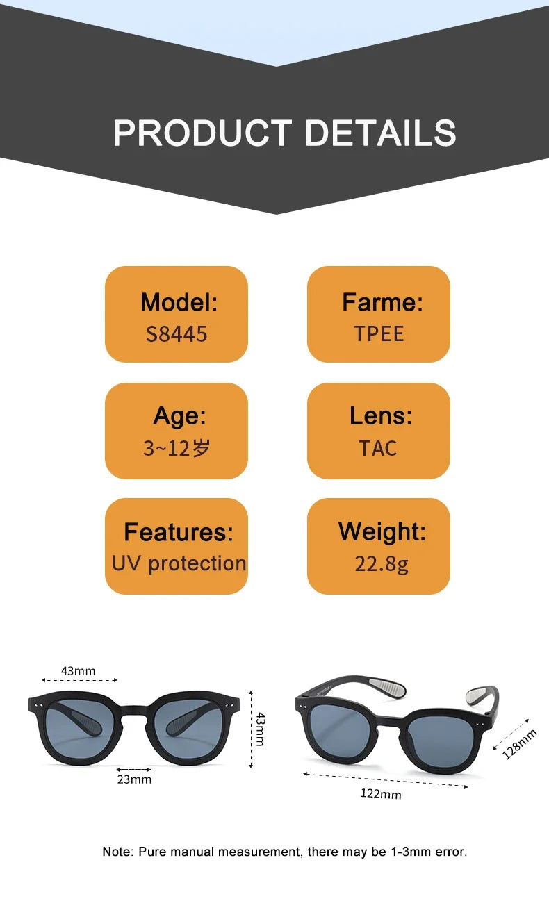 Polarized Kids Sunglasses Silicone Safety Boys Girls Sun Glasses Fashion Children Outdoors Goggle Shades Eyewear UV400 Age 3-12