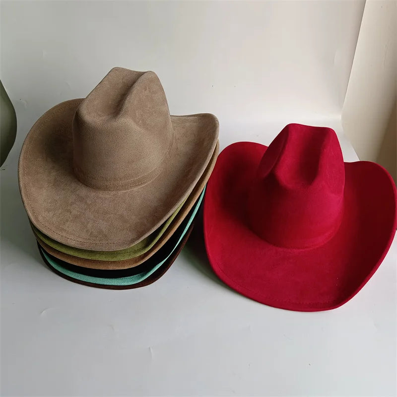 Western Vegan suede hat cowboy hat jazz panama hat unisex women's hat wide brim cowboy hat women's hat cowboy hat