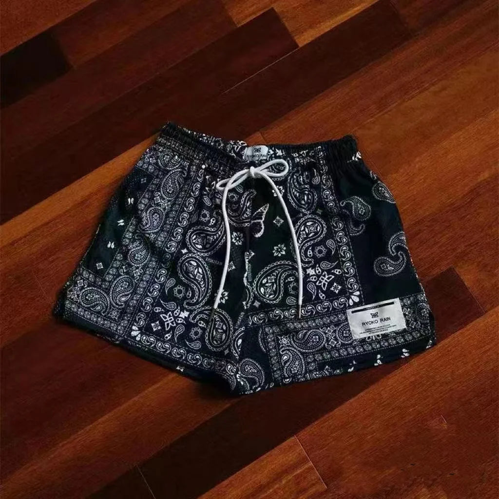 RYOKO RAIN New summer men's shorts men and women's fashion beach seaside casual shorts mesh sports quick-drying quarter pants
