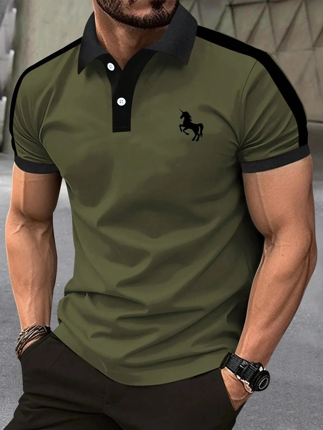 The new men's short-sleeved POLO shirt for summer 2025 is casual fashionable soft and breathable with 3D pattern printing