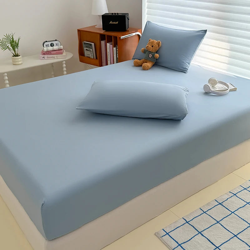 Washed Fitted Sheet with Elastic Bands Non Slip Adjustable Mattress Cover for Single Double King Queen Bed 90x200 150x200 180