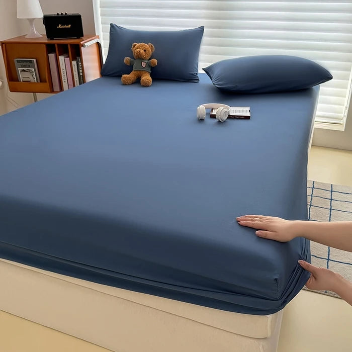 Washed Fitted Sheet with Elastic Bands Non Slip Adjustable Mattress Cover for Single Double King Queen Bed 90x200 150x200 180