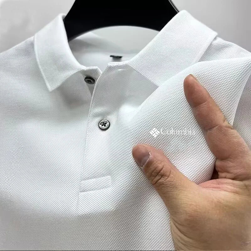 Summer must-have men's golf polo shirt, high availability solid color men's fashionable casual buttons