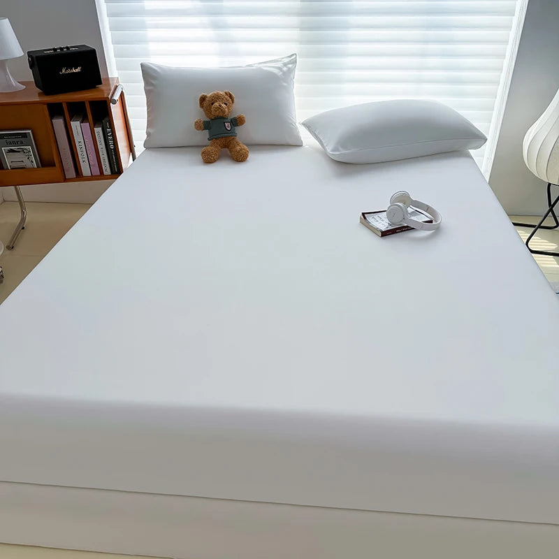 Washed Fitted Sheet with Elastic Bands Non Slip Adjustable Mattress Cover for Single Double King Queen Bed 90x200 150x200 180