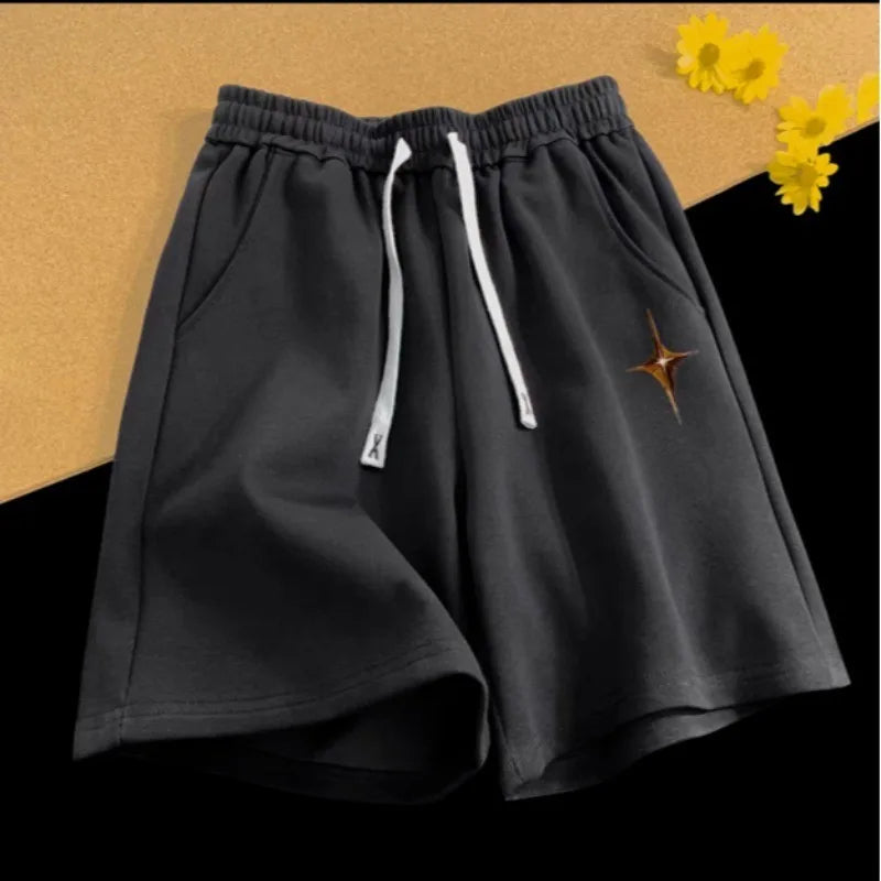 M-8XL 2024 Summer New Ins American Simple Print Shorts Men's China-Chic Versatile Sports Shorts