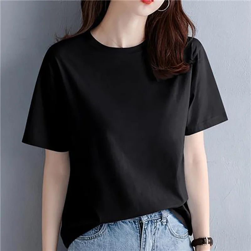 100%cotton  Multicolor Color Tee Women M-2XL Harajuku White Women's T-shirt  Female O-Neck Summer Top Basic Tshirt Dropshipping