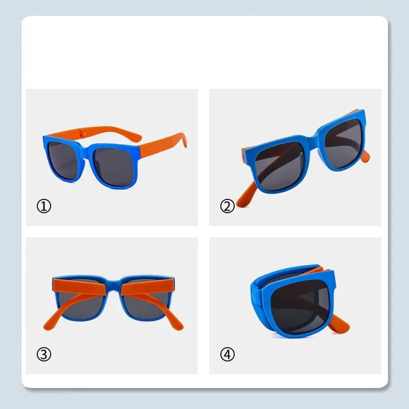 3PCS Foldable Pocket Sunglasses for Kids Boys Girls Outdoor Travel Goggle Shades Eyewear Square Frame UV Protection Sun Glasses