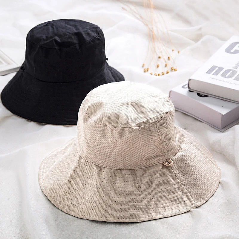 Wide Brim Women Double-sided Wear Bucket Hat Outdoor Foldable Sun Visor Panama Hats Girls Beach Travel Portable Fisherman Cap