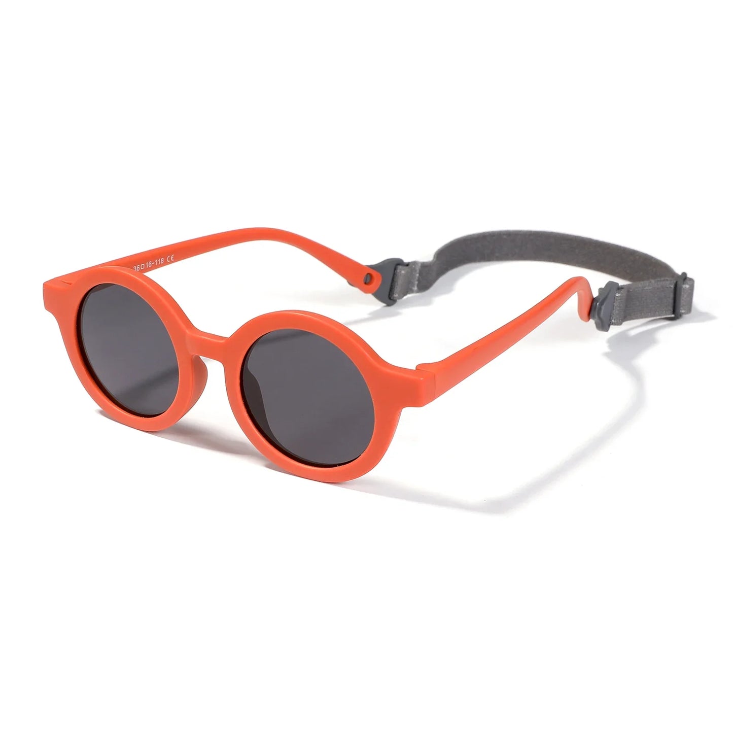 Baby Polarized Round Sunglasses Flexible Rubber Shades with Strap for Toddler Newborn Infant Ages 0-36 Months