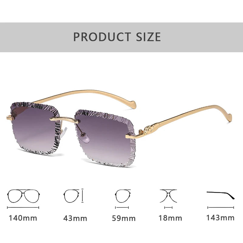 Fashion Luxury Brand Designer Sunglasses Women Men 2026 Leopard Rimless Vintage Elegant Shades Glasses Trendy Cute Sunglasses