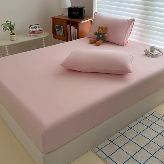 Washed Fitted Sheet with Elastic Bands Non Slip Adjustable Mattress Cover for Single Double King Queen Bed 90x200 150x200 180