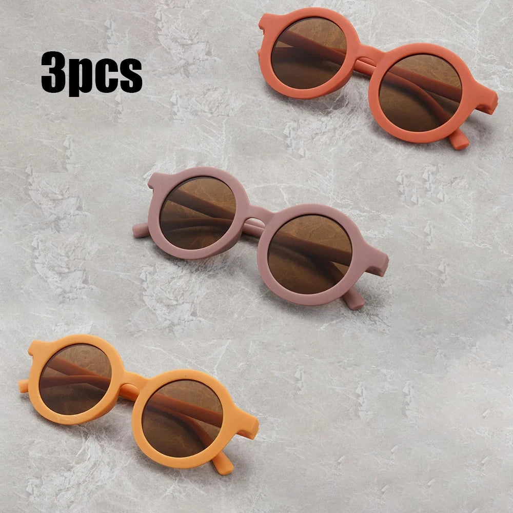 3PCS  New Children's Sunglasses Children's Fashion Trend Round Frame Sunglasses Photography Style Personalized Glasses