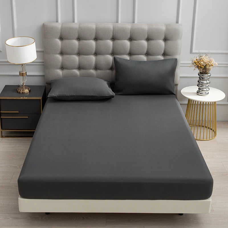 3pc Solid Color Fitted Sheet Set Brushed fabric Soft Comfortable Breathble Bedding Set for Bedroom 1 bed sheet with 2 pillowcase