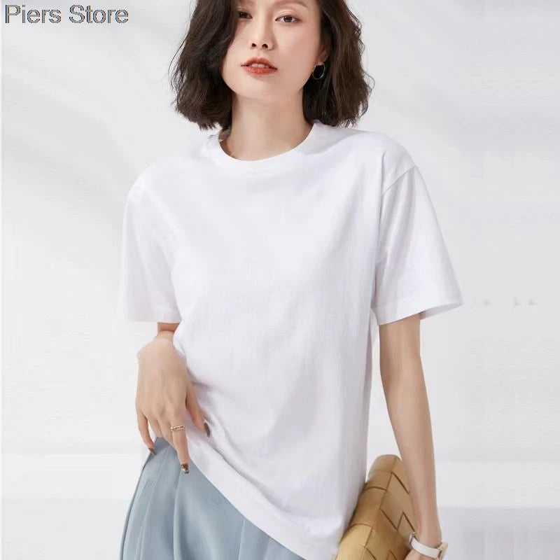 100%cotton  Multicolor Color Tee Women M-2XL Harajuku White Women's T-shirt  Female O-Neck Summer Top Basic Tshirt Dropshipping