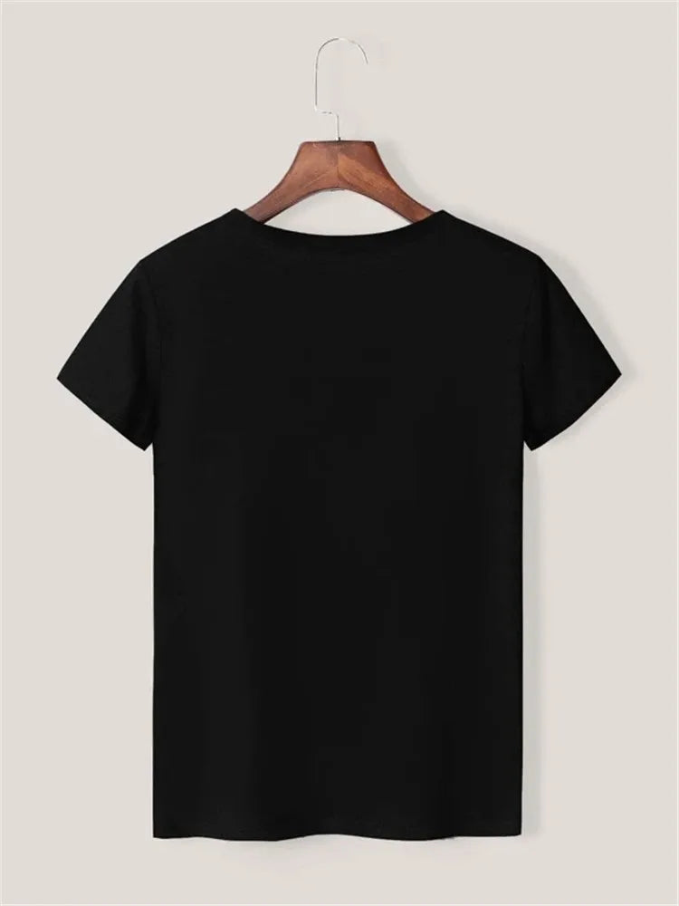 Maycaur Breathable New Women Short Sleeve T-shirt Print T-Shirt Multi Pure Color T Shirt Fashion Sports Breathable Tshirt Female