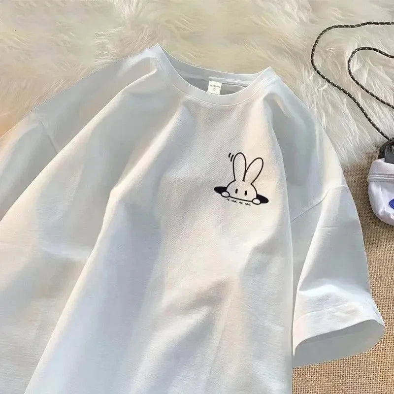 New Rabbit Printed Short Sleeved T-shirt for Women Fashion Summer Casual Women Outfit Y2K Top Tee Women Clothing