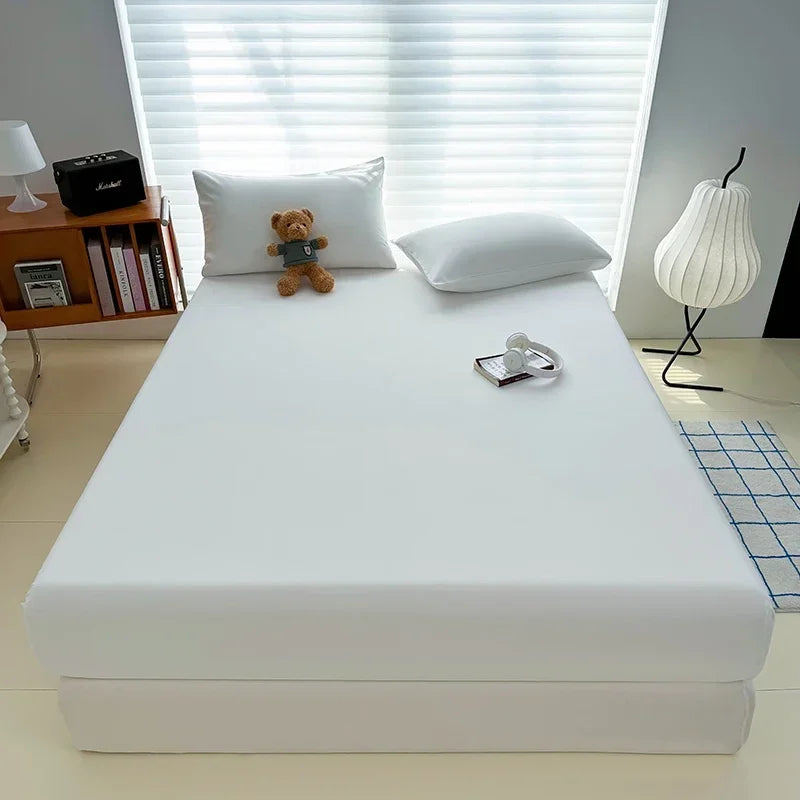 Washed Fitted Sheet with Elastic Bands Non Slip Adjustable Mattress Cover for Single Double King Queen Bed 90x200 150x200 180