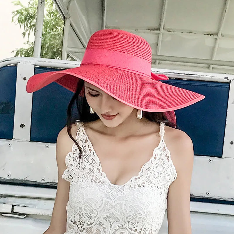 Women Hat Foldable Summer Straw Hat For Beach Travel Visors Female Face Protection UV Cut Bucket Cap Girl Sun Panama Wholesale