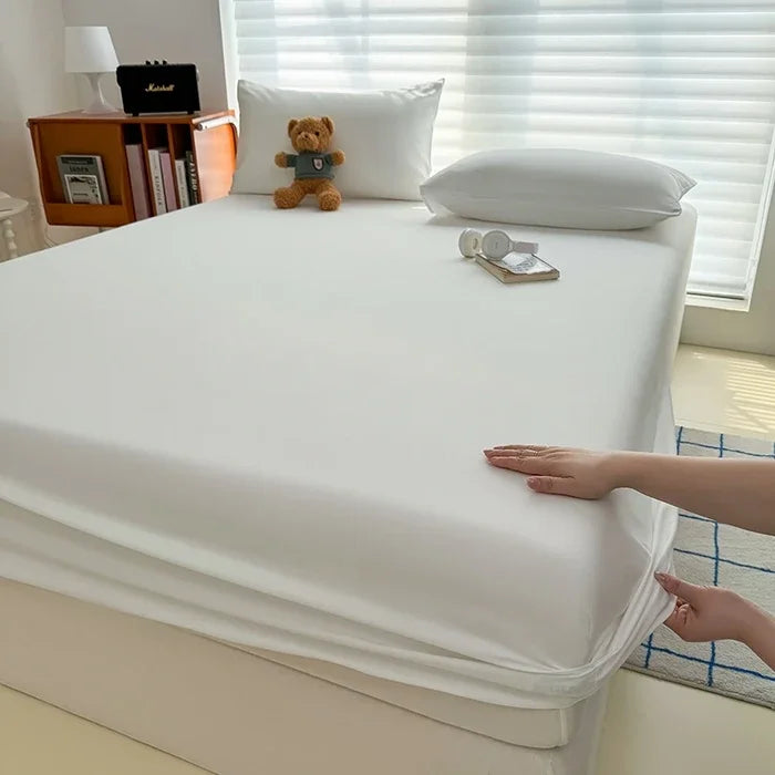 Washed Fitted Sheet with Elastic Bands Non Slip Adjustable Mattress Cover for Single Double King Queen Bed 90x200 150x200 180