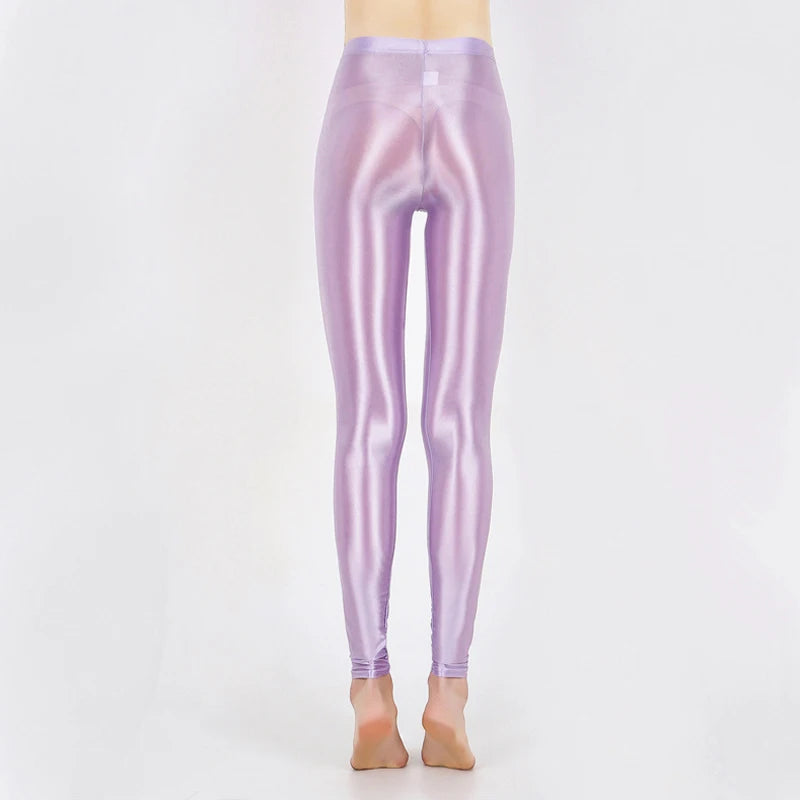 Summer Glossy Thin High Waist Seamless Women Yoga Leggings Plus Size Workout Pants for Gym Trousers Tight Bottoms Hot Sale