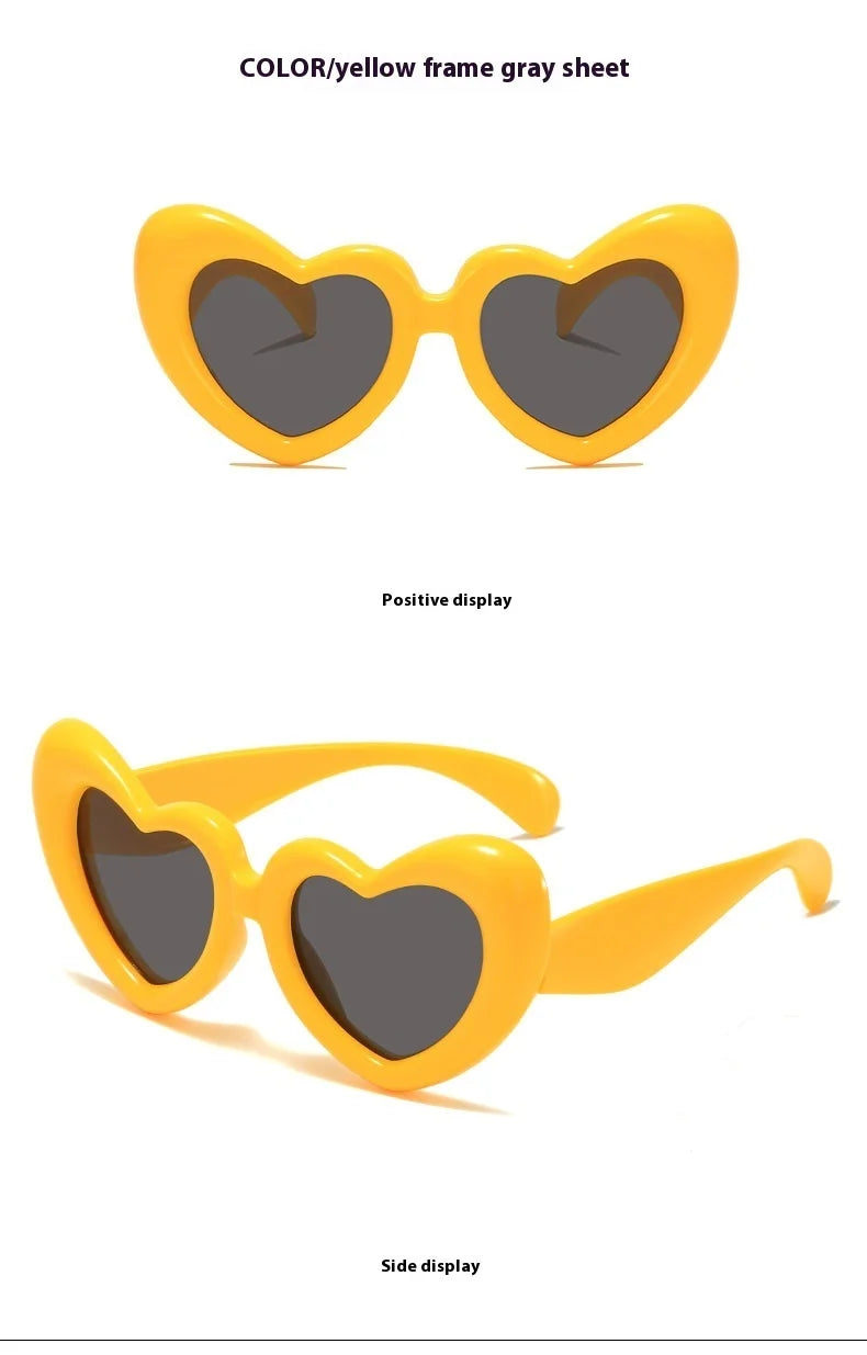 2024 New Children's Sunglasses And Funny Inflatable, Cute Heart Shaped Sunglasses, Female Instagram, Concave Shape