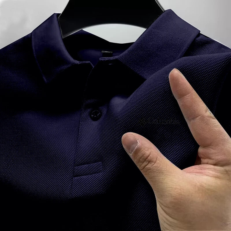Summer must-have men's golf polo shirt, high availability solid color men's fashionable casual buttons