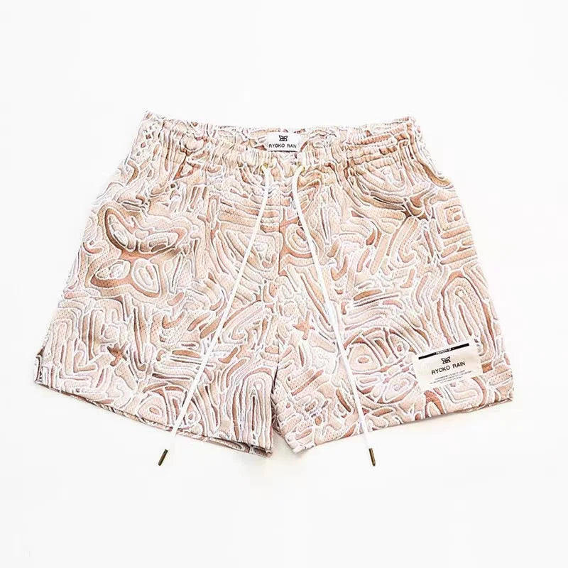 RYOKO RAIN New summer men's shorts men and women's fashion beach seaside casual shorts mesh sports quick-drying quarter pants