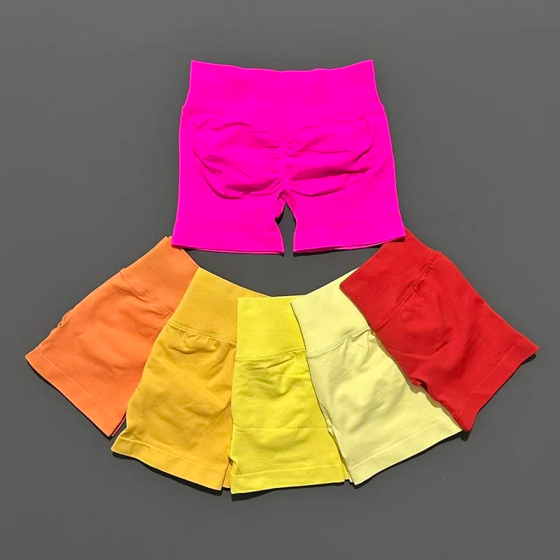 Women Fitness Workout Shorts Yoga High Waist Lift Butt Fitness Shorts Gym Running Sportswear Women Push Up Gym Leggings