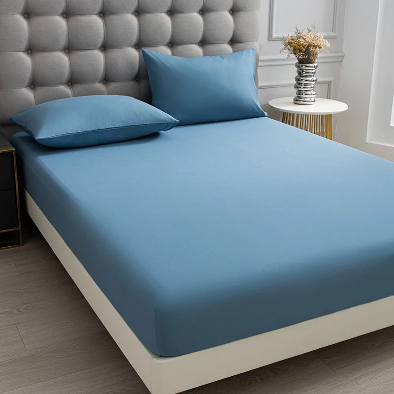 3pc Solid Color Fitted Sheet Set Brushed fabric Soft Comfortable Breathble Bedding Set for Bedroom 1 bed sheet with 2 pillowcase