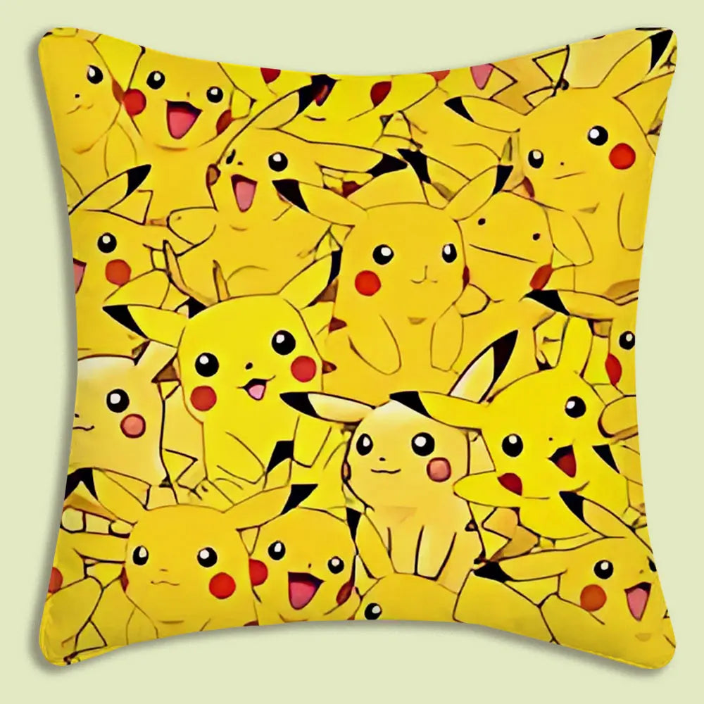 Anime P-Pokemon Pillow Covers Cartoon Sofa Decorative Home Double-sided Printing Short Plush Cute Cushion Cover