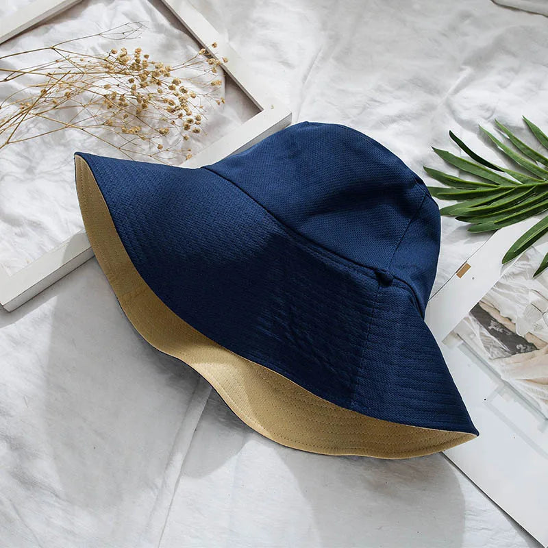 Wide Brim Women Double-sided Wear Bucket Hat Outdoor Foldable Sun Visor Panama Hats Girls Beach Travel Portable Fisherman Cap